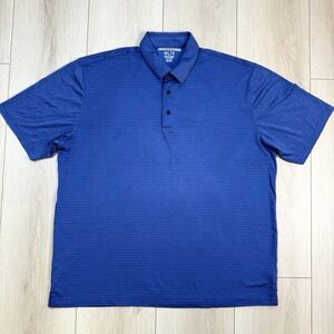 Greg Norman ML75 Golf Polo XXL Blue Stripe‎ PlayDry Shirt 100% Poly Made Lesotho